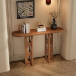 Retro massiivpuidust konsool, kitsas k&uuml;ljelaud koridori v&otilde;i sissep&auml;&auml;suala jaoks, diivanilaud avatud riiuliga, dekoratiivne m&ouml;&ouml;bel, loominguline &otilde;&otilde;nes laudjalg (p&auml;hkelpuu, 140 cm / 55,1 tolli)