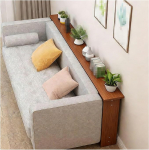 Schmaler Sofatisch, schmal, 150 x 15 cm, Teakholz-Konsole f&uuml;r Flur, Eingangsbereich und Schlafzimmer, stilvoller Spaltf&uuml;llschrank, 20/15/10 cm H&ouml;hen