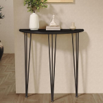 Halbrunder Konsolentisch, Beistelltisch Schmal, Massivholzplatte, Console Table f&uuml;r Flur, Wohnzimmer, Schlafzimmer(Black,100x25x90 cm/39x10x35 in)