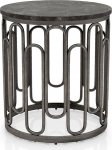 Furniture of America Davis kaasaegne &uuml;mmargune &uuml;mar k&uuml;ljelaud marmorplaadiga, tugevate metalljalgadega ja avatud riiuliga elutuppa, korterisse, v&auml;ikesesse ruumi, mustas toonis
