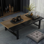 Couchtisch aus Holz im japanischen Stil zum Sitzen auf dem Boden, Vintage-Design, Teetisch f&uuml;r Meditation und Essen (Walnuss 60)