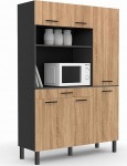 IDMarket - CINA 120 cm k&ouml;&ouml;gikapp 6 ukse + sahtliga, must ja p&ouml;&ouml;ki efektiga