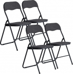 URBNLIVING 4 klapptoolist koosnev komplekt S&ouml;&ouml;gitoolid T&ouml;&ouml;stuslik polsterdatud k&otilde;rgekvaliteediline Premium Quality Metal Frame PVC Velvet Ribed Padded Seats (Dark Grey Rib Knit)