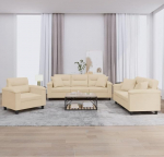 Generisch 3-TLG. Sofagarnitur mit Kissen Creme Mikrofasergewebe,M&ouml;bel,Diivanid,70.15KG,3202306