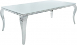 Riess Ambiente Elegantne disain s&ouml;&ouml;gilaud Modernne barokk 200 cm valge roostevabast terasest opaalklaasist lauaplaat Konverentsilaud