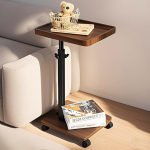 Height Adjustable Coffee Tables Slides Under Sofa 360&deg; Rotating Modern TV Tray with Roll, C Shaped Side Table for Couch, C Table for Small Places, Perfect for Living Room