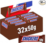 Snickers &scaron;okolaaditahvlid, karamell ja maap&auml;hklid, t&auml;ispiima&scaron;okolaad, pakend, 32 x 50 g