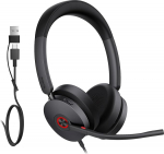 Yealink UH48 ANC juhtmega USB-peakomplekt 4 m&uuml;rasummutusmikrofoniga h&uuml;briid ANC PC-peakomplekt kiir&uuml;hendusega, mis on &uuml;hilduv mitme platvormiga kontorikohtumiste jaoks (USB-C/USB-A)