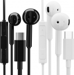 USB C k&otilde;rvaklapid [must ja valge 2-pakk], C-t&uuml;&uuml;pi juhtmega k&otilde;rvaklapid mikrofoni ja helitugevuse reguleerimisega, poolk&otilde;rvaklapid iPhone 17 16 15 Pro Max, Samsung S24 S23 Ultra, Pixel, iPad ja s&uuml;learvuti jaoks