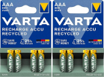 VARTA AAA laetavad patareid, 4 tk, aku, 800 mAh NI-MH, valmistatud 21% ulatuses taaskasutatud materjalist, eellaetud, kasutusvalmis (2 tk)