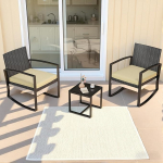 Balkonm&ouml;bel-Set, Gartenm&ouml;bel-Set mit Tisch und St&uuml;hlen, Rattan-Gartenm&ouml;bel-Set, 2 Gartenst&uuml;hle und 1 Couchtisch, f&uuml;r Garten, Terrasse und Pool, Beige (Beige)