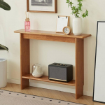 Massiver Konsolentisch aus Holz, Schmaler Beistelltisch mit Offenen Regalen, Landhaus-Console Table Hinter Dem Sofa f&uuml;r Eingangsbereich, Flur und Wohnzimmer(Yellow,100*20*75.5cm/39.4*8*30in)