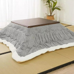 Kotatsu-Tisch Winterheiztisch Quadratischer Kotatsu-Tisch Quilt 4-teiliges Futon-Set aus Massivholz im japanischen Stil,Grau-80 * 80cm,Grey-80 * 80cm