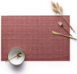 AMDXD Tischset Stoff Abwaschbar Quadratisch 2er Set, PVC Platzset Weihnachten Vintage Europ&auml;isch Gewebt Texture Hitzebest&auml;ndige, Tischmatte Weihnachten Rot f&uuml;r K&uuml;che Hause Restaurant, 30x45CM