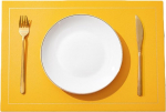 AMDXD Tischsets Weihnachten Modern Quadratisch 6er Set, PU Leder Platzdeckchen Weihnachten Abwaschbar 1.8MM Dicke Umkehrbar Zweifarbig Einfarbig Golden Linien, Tisch-Sets Gelb Hellgrau, 30x43CM