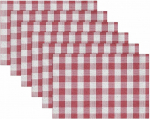 Stoff-Tischsets, waschbare Tischsets f&uuml;r Esstisch, 6er-Set,Rosa Gitter Plaid Gitter Karo