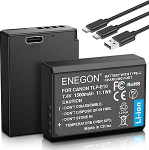 ENEGON LP-E10 USB-C otselaadimisega asendusakud 1500mAh (kaksikpakett) LP-E10 jaoks, &uuml;hildub Canon EOS Rebel T3, T5, T6, Kiss X50, Kiss X70, EOS 1100D, EOS 1200D, EOS 1300D digikaameratega.
