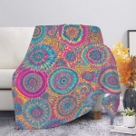 Boho Mandala Floral Fleece tekk voodipesu King Size Ethnic Mandala Tie Dye Dekoratiivsed viskamine diivanil tekid K&otilde;ik aastaajad