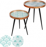 Urban living Art Deco Design 2 k&uuml;ljelaua komplekt Sinine ja valge