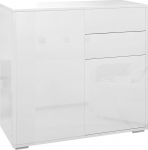 HOMCOM Hoiukapp Sideboard kapp hoiukapp 2 sahtli ja 2 kapiuksega reguleeritavad riiulid elutuppa k&ouml;&ouml;ki magamistuppa 79 x 36 x 74 cm l&auml;ikiv valge