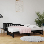 ZEYUAN pikendatav p&auml;evavoodi, diivanvoodi, magamisfunktsiooniga diivanvoodi, diivanvoodi, diivanvoodi, diivanvoodi, p&auml;evavoodi, noortevoodi, diivanvoodi, must, 2 x (90 x 190) cm, massiivne m&auml;nnipuit