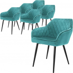 ML-Design s&ouml;&ouml;gitoa toolid 6-st komplekt sametkattega, petrool, k&ouml;&ouml;gitoolid k&auml;etoe ja seljatoega, polsterdatud tool terasraamiga, ergonoomiline tool s&ouml;&ouml;gilauale, s&ouml;&ouml;gitoatool, elutoa tool