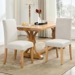 Set mit 2 modernen Esszimmerst&uuml;hlen aus Leinen - ergonoomiliselt ehitatud seljatoe, dekoratiivsed n&ouml;&ouml;bid, Beine aus Massivholz, Tragkraft 120 kg - Komfort f&uuml;r Esszimmer, K&uuml;che, Wohnzimmer
