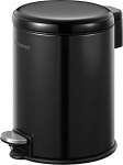 Fackelmann Milano Pedal Bin 3L Black Mat - Elegantne pr&uuml;gikast mattmustas, integreeritud kotihoidik, sobib vannituppa ja k&uuml;laliste tualettruumi.