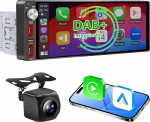 6,9-tolline 1 DIN autoraadio traadita CarPlay & Android autoga, Bluetooth, t&auml;is puutetundlik autoraadiokuvar FM, DAB+, tasuta tagurduskaamera
