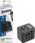 ENERGIZER - Rahvusvaheline adapter - Prantsusmaa/Euroopa/USA/UK/AU - 2 porti USB-A - 12 W - Must