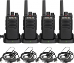 Retevis RT668 Walkie Talkie, raadio koos peakomplektiga, VOX USB-C 1200mAh, 16CH, Walkie Talkie t&auml;iskasvanud hotelli, koolide, turvalisuse jaoks (must, pakett 4)