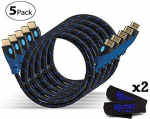 MutecPower Premium High Speed HDMI kaabel koos Ethernet Pack of 5 1 m (toetab Full HD 3D & Audio Return Channel) - 1 meetri - 5 t&uuml;kki sinise punutud