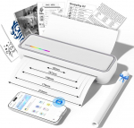 Thermal Printer A4, GuKKK Mobile Printer A4 for Travel, Office, School, Tattoo Printer, Bluetooth Thermal Printer, Supports Thermal Paper in 210 x 297 mm, Portable Printer Compatible with iOS