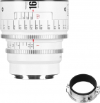 7artisans 16mm T2.5 Infinte seeria professionaalne manuaalne t&auml;iskaader Cine objektiiv, mis &uuml;hildub EF bajonetiga fotograafia ja filmitootmise jaoks - valge