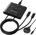 USB C Switch 2 PC 8K @ 60Hz 2 in 1 USB-C l&uuml;liti, MLEEDA C-t&uuml;&uuml;pi KVM l&uuml;litid 2 s&uuml;learvuti jaoks, mis jagavad 1 monitori v&otilde;i dokkimisjaama, koos 2 USB 3.1 Gen2*2 kaabliga ja lauaarvuti kontrolleriga