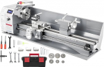 Pr&auml;zisionsdrehmaschine aus Metall, 1100 W, Tischdrehmaschine 220 x 750 mm, muutuv Drehzahl 50-3000 U/min, MT2-Kontrapunkt f&uuml;r Umkehrdrehen und Bohren