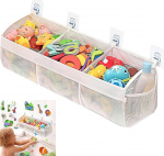 HARY Kids Bath Toy Storage Net, valge, suur v&otilde;rkvanni m&auml;nguasi 3 sektsiooniga, kiire kuivamine Bath Toy Organizer kott koos k&uuml;ljetaskutega vanni jaoks