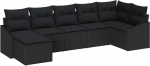 Rantry 7-teiliges Garten Sofa Set mit Kissen Schwarz Poly Rattan Gartenlounge Model3346813