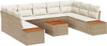 10-teiliges Garten Sofa Set mit Kissen Beige Poly Rattan Akazie Gartenlounge Model3348172