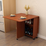 Mobiler klappbarer Esstisch mit 6 Rollen, platzsparender Holztropfenblatt-Design, 2 offene Ablagen, perfekt f&uuml;r kleine Esszimmer und K&uuml;chen, Farbe D