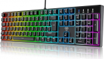 QWERTZ Mehaaniline m&auml;nguklaviatuur RGB valgustusega (sinised l&uuml;litid) - 104 klahvi USB Wired 20 valgustusrežiimi, N-klahvide &uuml;mberl&uuml;litamine, veekindel -- PC klaviatuur koos kaabliga m&auml;ngijatele (must)