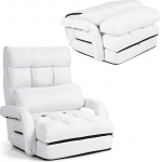 LIFEZEAL Folding Floor Sofa, Floor Chair with Armrests & Lumbar Cushion, Single Sofa Folding Chair with Height-Adjustable Backrest, Sleeping Chair Floor Chair for Relaxing