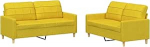 Hellgelbe 2-Sitzer-Sofa-Garnitur mit Schaumstofff&uuml;llung, Stoff (100% Polyester), Metall, Textilene, Sperrholz - Bequem f&uuml;r Wohnzimmer oder Entspannungszimmer Model3201279
