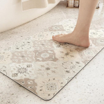 COLOR&GEOMETRY Stone Vannimatt, libisemiskindel 44 x 76 cm, Boho Vannimatt, kiiresti kuivav, imav vannimatt, libisemiskindel, pestav, eriti &otilde;huke ja imav du&scaron;imatt, beež