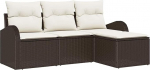 4-teiliges Garten Sofa Set mit Kissen Braun Poly Rattan, 2-Sitzer Garten Sofa mit Stauraum & Kissen Braun Poly Rattan Gartenlounge Model3354657