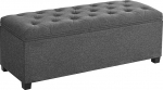 SONGMICS 100cm Ottoman Storage Bench Entrance Bedroom Dark Grey ULSF088G01