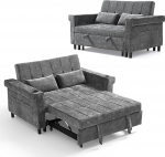 LINSY HOME 3-in-1 diivanvoodi, 2-kohaline diivan magamisfunktsiooniga, &scaron;enillist kokkupandav diivanvoodi koos padja, k&uuml;ljetasku ja joogihoidjaga - magamisala 120 x 190 cm