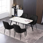 Mingone 4 s&ouml;&ouml;gitooli komplekt, Retro k&ouml;&ouml;gitoolid k&auml;etugedega, elutoa toolid, sametist polsterdatud iste, metallraam, must (v.a. laud).