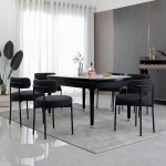 AISALL s&ouml;&ouml;gitoa toolid, 6 tooli, k&ouml;&ouml;gitoolid seljatoega, must metallraam, kaasaegne retro disain, polsterdatud toolid, toolid k&ouml;&ouml;ki, s&ouml;&ouml;gituppa, musta v&auml;rvi