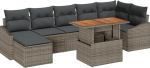 Rantry 8-teiliges Garten Sofa Set mit Kissen Grau Poly Rattan Gartenlounge Model3358603